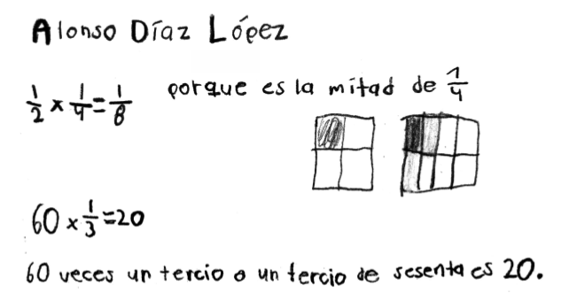 An example of one student´s multiplication exercises.